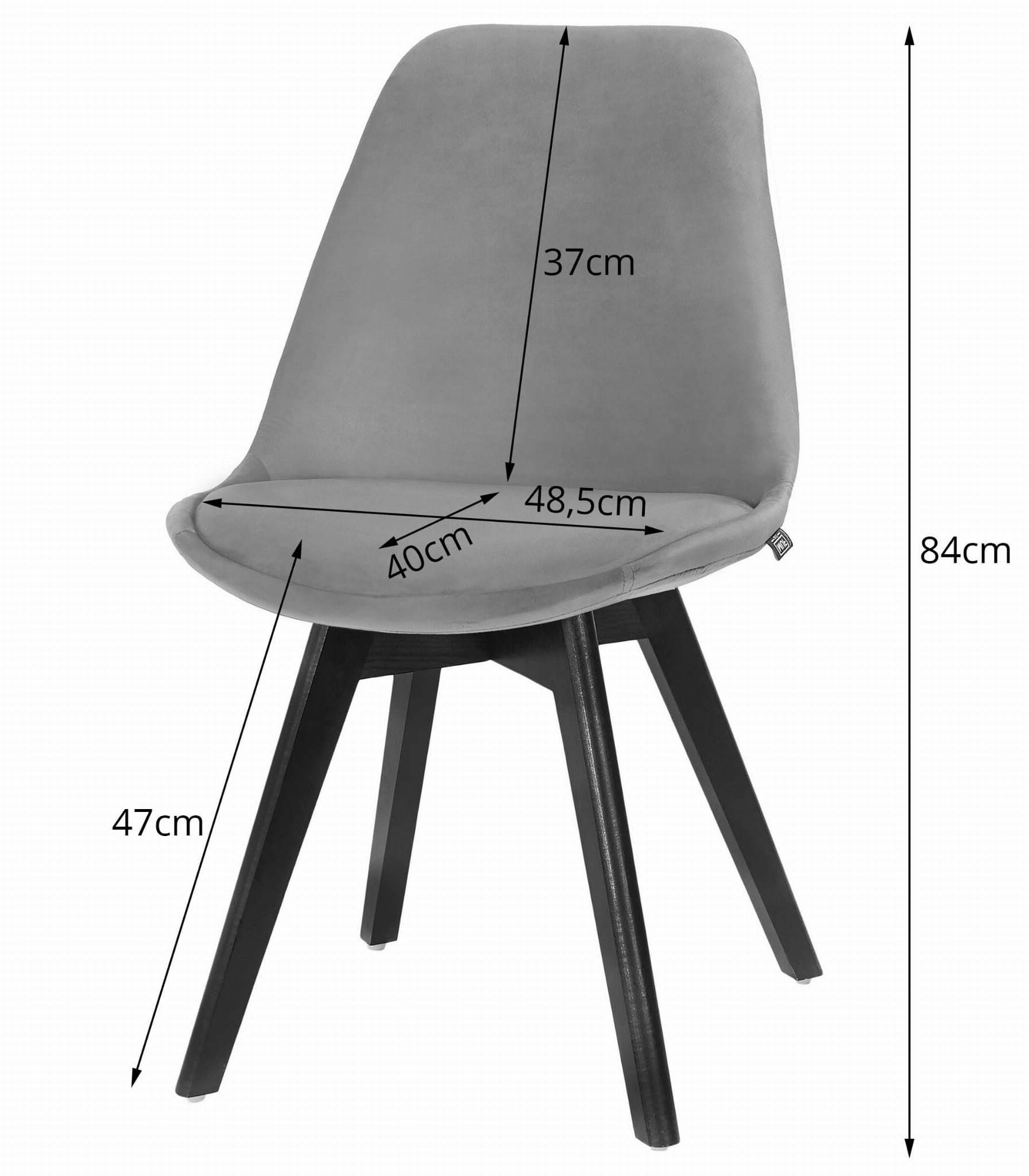 NORI Stuhl – dunkelgrauer Samt – schwarze Beine x #satz_1