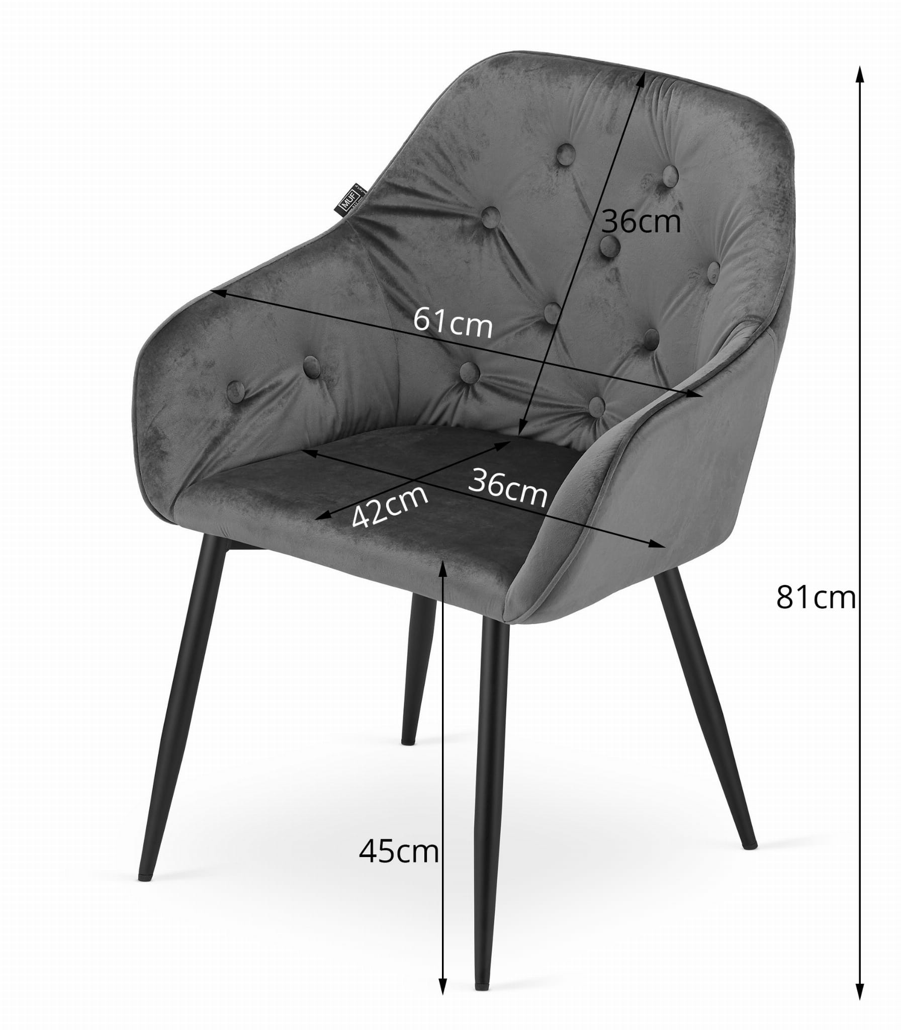 FORIO Stuhl – grauer Samt / schwarze Beine x #satz_2