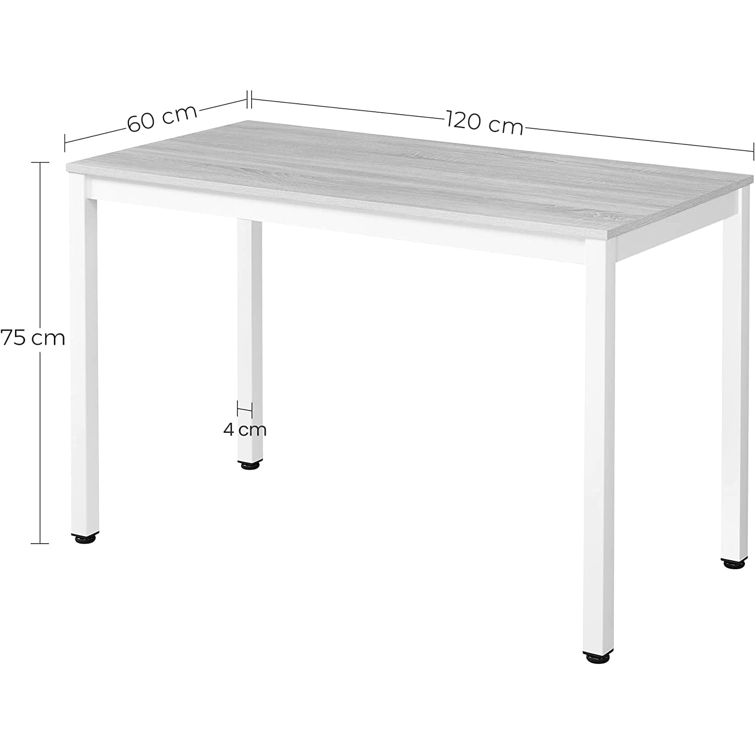 Tessa Tabelle 120 cm x 60 cm - #color_rustikale / schwarze Beine